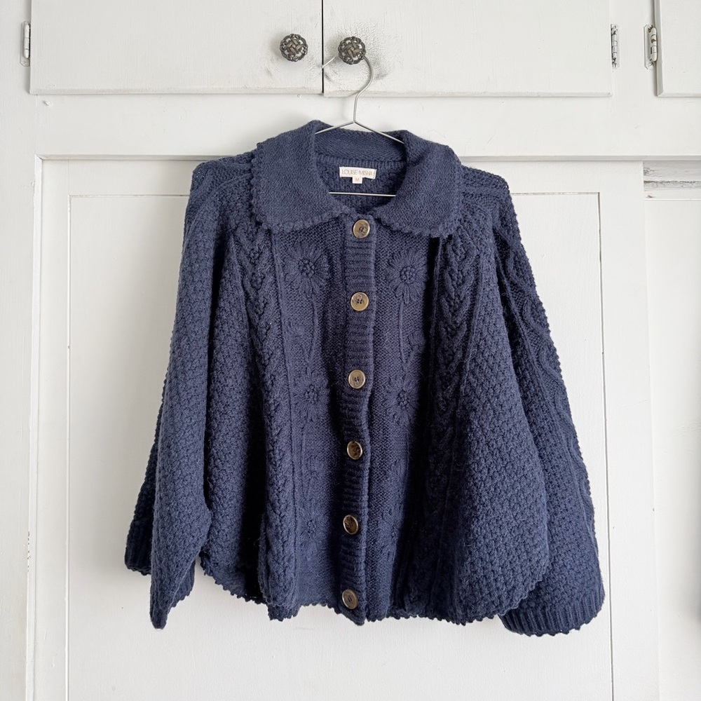 Louise Misha Khellane Maille Cape - Navy - Picture 1 of 7